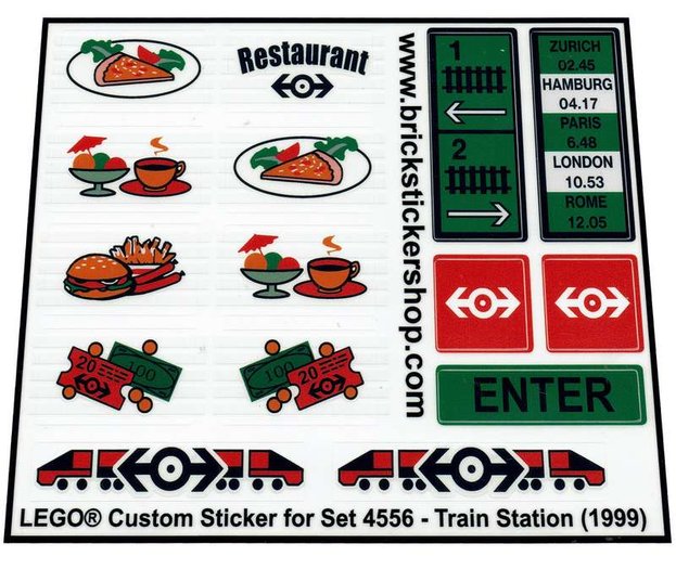 1999 Custom Precut Aufkleber/Sticker passend für LEGO 4556  9V Train Station 