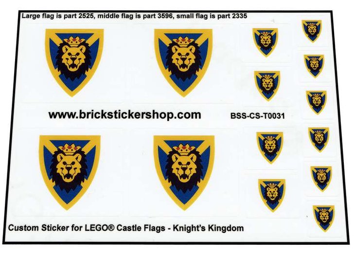 Ersatz Aufkleber/Sticker geeignet für LEGO Castle Shield Torso Raging Dragon 
