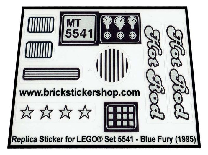 Custom Precut Aufkleber/Sticker passend für LEGO 5541 Model Team Blue Fury 1995 