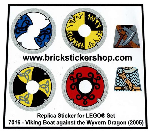 Viking Boat against the Precut Custom Replacement Stickers voor Lego Set 7016
