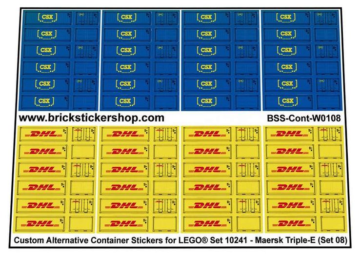 Set 08 Details about   Custom Container Stickers for Lego Set 10241-MAERSK TRIPLE E show original title 