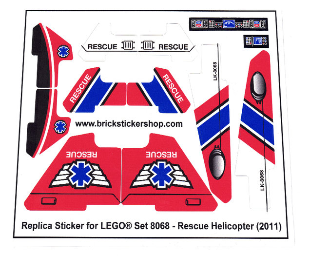 Ersatz Aufkleber/Sticker Set für LEGO Set 618 Police Helicopter PRECUT 1977 