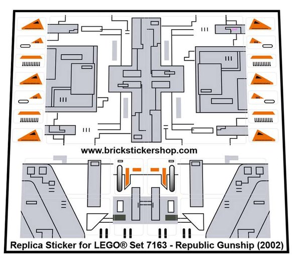 HQ Lego® Star Wars Custom Sticker for 7163 Republic Gunship precut cmyk vinyl 