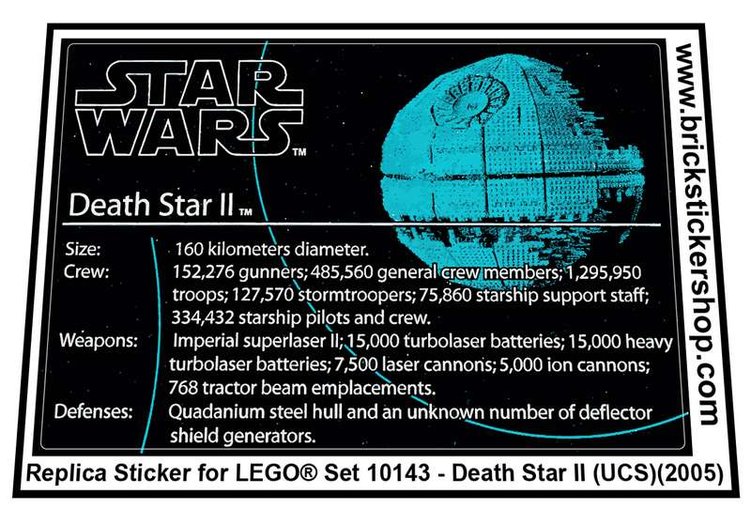Precut Aufkleber passend für LEGO 10143 Sticker Star Wars Death Star II Custom 