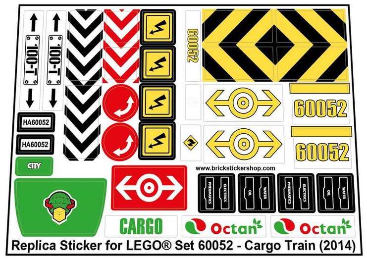 Eisenbahn Zug Custom Sticker passend für LEGO 60052 Cargo Train RC Aufkleber 