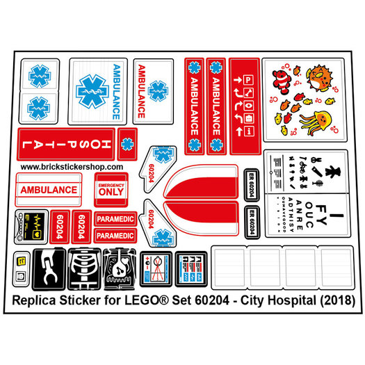 Sticker Sheet for Hospital Aufkleber passend für LEGO 555 und 363 Krankenhaus 