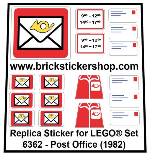 Ersatzset Lego Post Aufkleber/Sticker 4 Stücke Lego post office 4 Pieces precut 