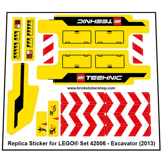 2013 Custom Precut Aufkleber/Sticker passend für LEGO 42006 Technic Excavator 