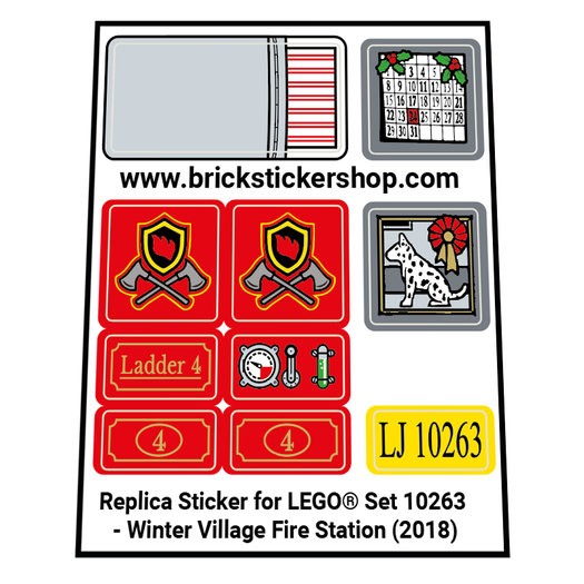 Precut Custom Sticker Sheet for Fire Station Aufkleber passend für LEGO 6382 