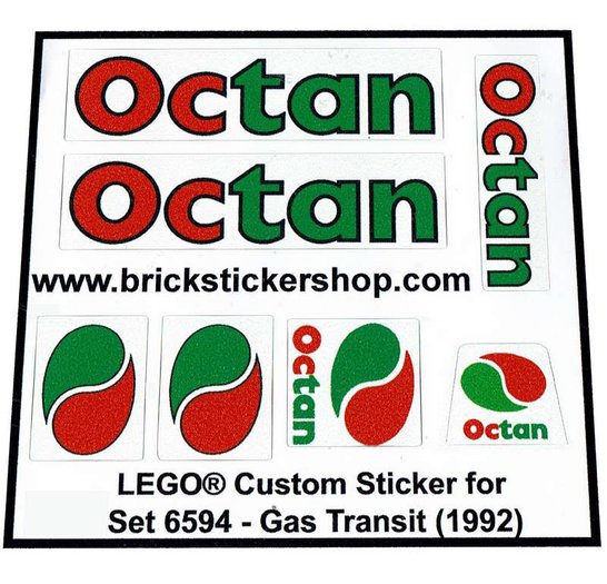 Custom Precut Aufkleber/Sticker passend für LEGO® 6594 Town Gas Transit 1992 