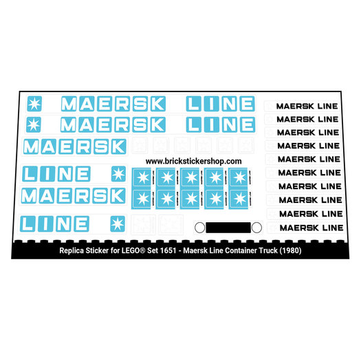 Custom Aufkleber/Sticker passend für LEGO 1651 Maersk Line Container Truck 1980 