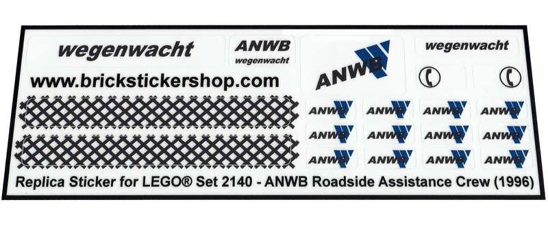 Ersatzset Aufkleber/Sticker für Lego 2140 ANWB Roadside Assistance Crew 1996 