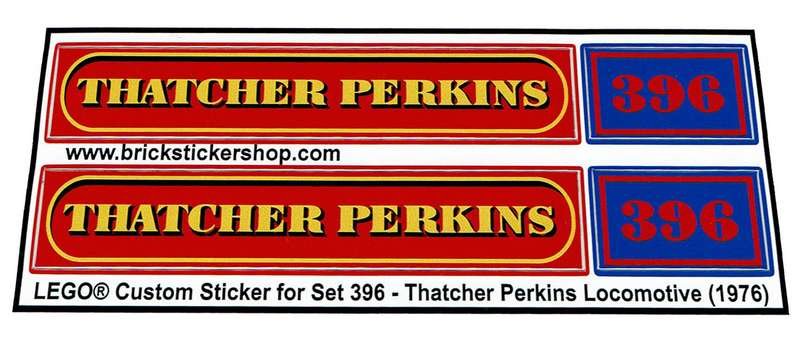 Custom pegatina/sticker adecuado para lego 396 thatcher Perkins Locomotive 1976 