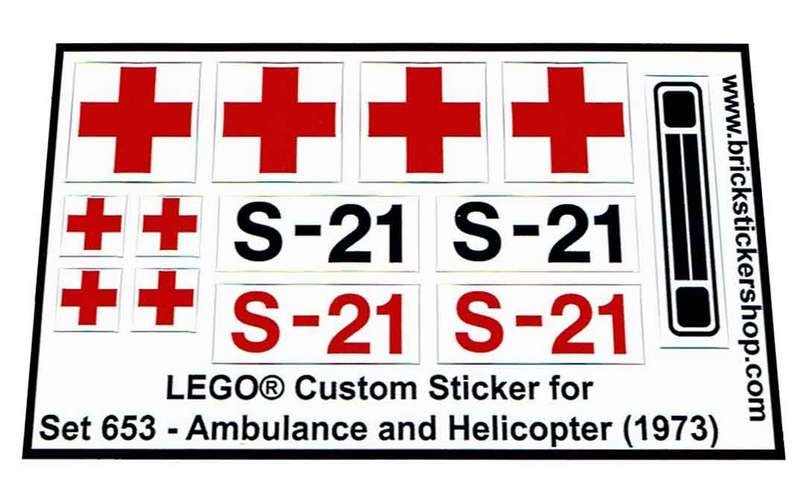 Precut Custom Replacement Stickers for Lego Set 386 Red Cross Helicopter and A 