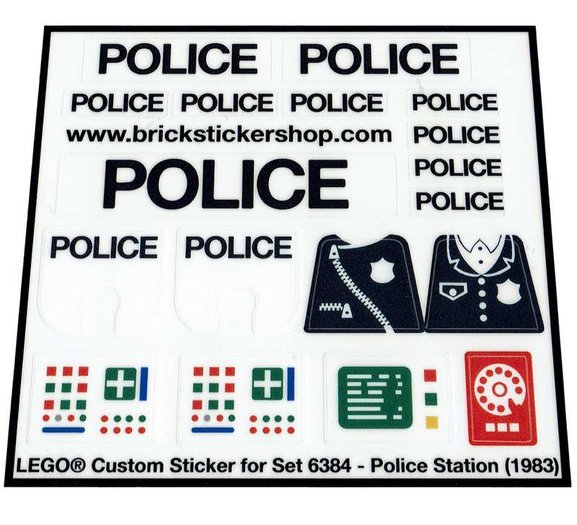 1984 Precut Custom Replacement Stickers for Lego Set 3664 Police Station 