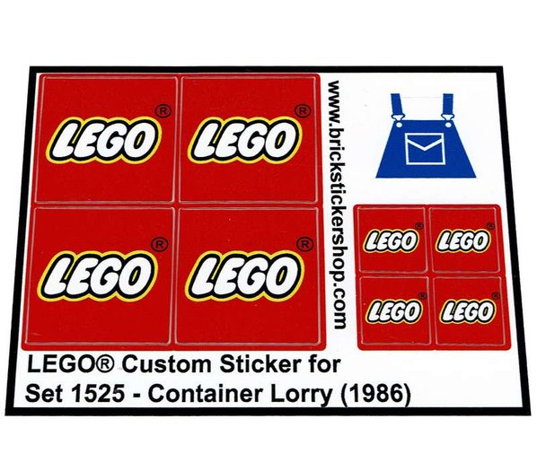 Custom Precut Aufkleber/Sticker passend für LEGO® 1525 Town Container Lorry 1986 