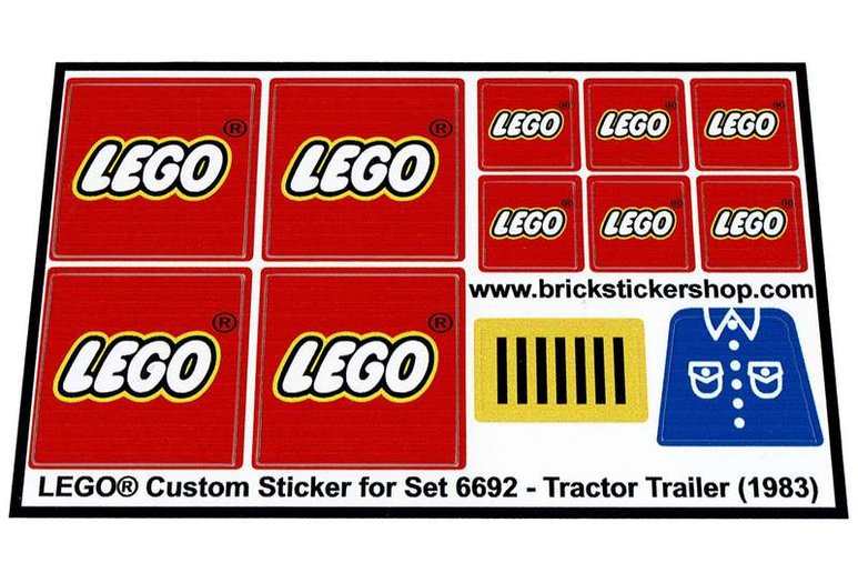 Precut Custom Replacement Stickers for Lego Set 6692 Tractor Trailer 1983