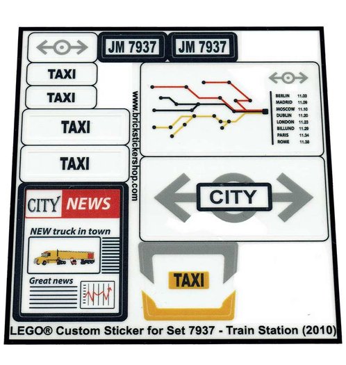 LEGO Aufkleber 7937 Sticker Bahnhof Taxi Train Eisenbahn 7937stk01 60050 60051 