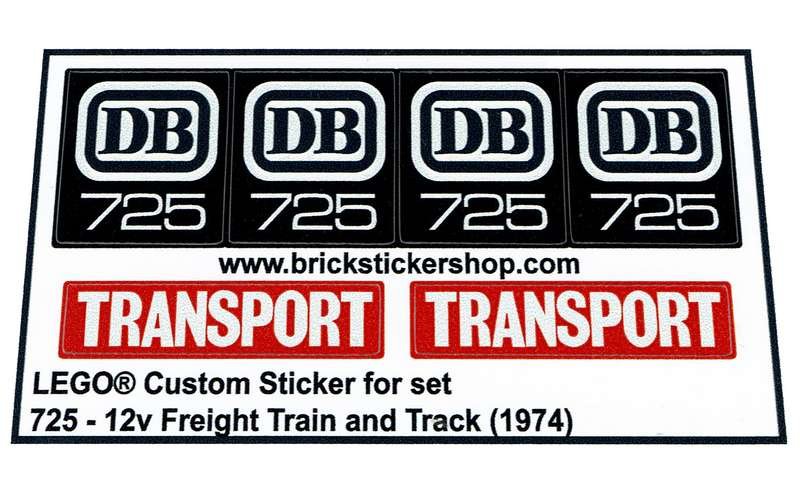 CUSTOM/Precut Autocollant/Sticker adapté pour LEGO ® 725 12 V Freight Train and Track 