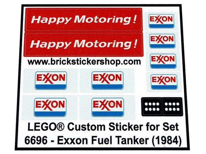 Custom Precut Aufkleber/Sticker passend für LEGO 554 Town Exxon Fuel Pumper 