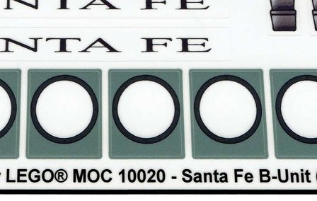 Custom Lego 10020 Santa Fe Super Chief B Unit Sticker Sheet Portholes Cut Vinyl 