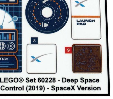 Custom Sticker - Set 60228 - Deep Space Rocket and Launch Control - SpaceX version