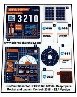 Custom Stickers for Lego Set 60228 - Deep Space Rocket and Launch Control  - ESA version