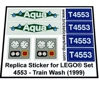 Custom Precut Aufkleber/Sticker passend für LEGO® 4553 Train 9V Train Wash 1999 