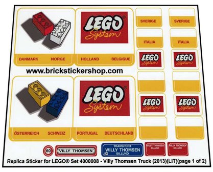 Replacement Sticker for Set 4000008 - Villy Thomsen Truck