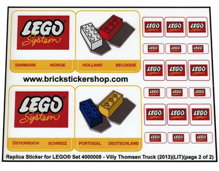 Replacement Sticker for Set 4000008 - Villy Thomsen Truck
