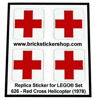 Replacement sticker fits LEGO 626 - Red Cross Helicopter
