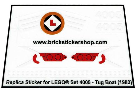 Replacement sticker fits LEGO 4005 - Tug Boat
