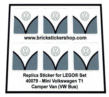 Replacement Sticker for Set 40079 - Mini Volkswagen T1 Camper Bus (VW Bus - Dark Bluish Gray Version)