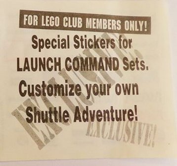 Custom Stickers fits The LEGO Club Launch Command Sheet