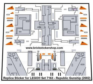 Lego® Star Wars Custom Sticker for 7163 Republic Gunship precut cmyk vinyl HQ 