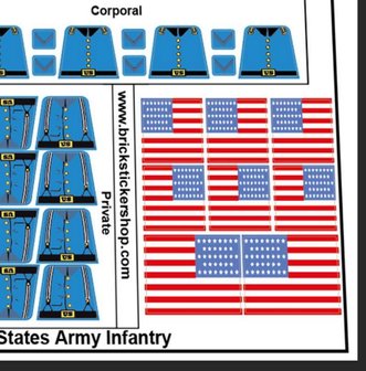 Custom Stickers fits LEGO torso - for US Army Infantry