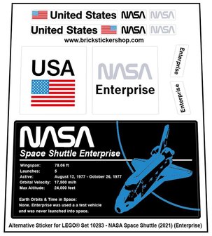 Replacement sticker fits LEGO 10283 - NASA Space Shuttle Enterprise