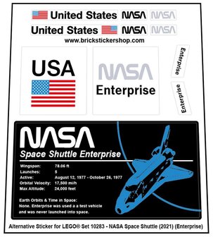 Replacement Sticker for Set 10283 - NASA Space Shuttle Enterprise
