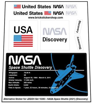 Replacement sticker Lego  10283 - NASA Space Shuttle Discovery