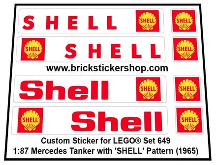 Replacement sticker fits LEGO 649 - 1:87 Mercedes Tanker (Shell)