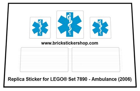 Replacement sticker fits LEGO 7890 - Ambulance