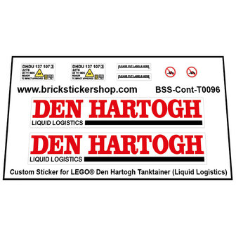 Custom Stickers fits LEGO - Den Hartogh Tanktainer Tanktainer (Liquid Logistics)