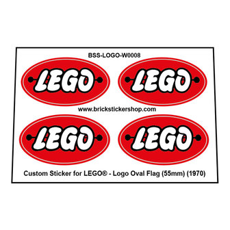 Precut Lego Custom Stickers voor LEGO Logo Oval Flag (55mm) (1970)