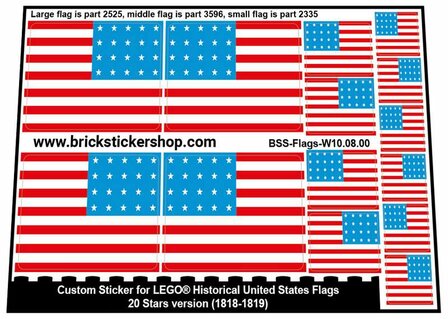 Custom Stickers for LEGO Flags - 20 Stars Version (1818-1819)