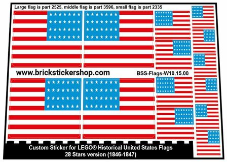 Custom Stickers for LEGO Flags - 28 Stars Version (1846-1847)