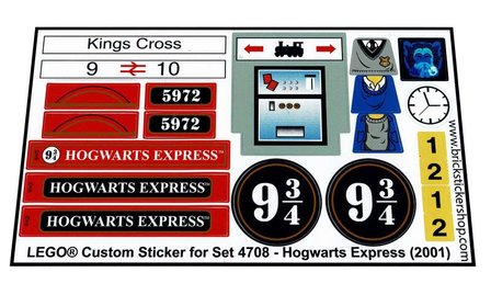 CUSTOM/Precut Autocollant/Sticker adapté pour LEGO ® 4758/10132 Poudlard Express 