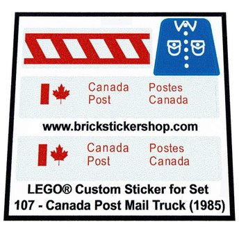 Custom Precut Aufkleber/Sticker passend für LEGO 107 Canada Post Mail Truck 