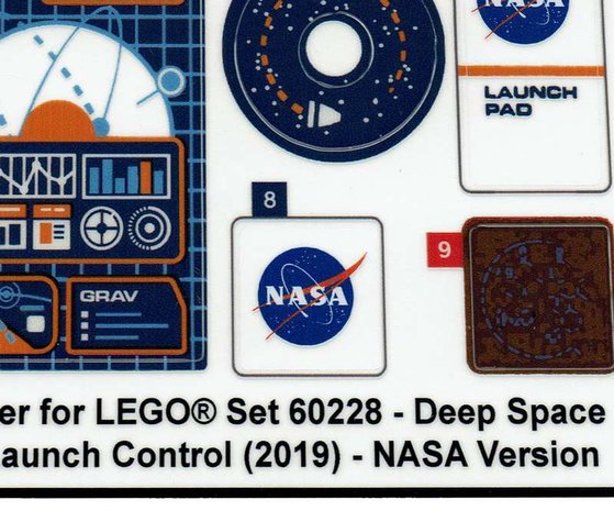 Custom Stickers fits LEGO Set 60228 - Deep Space Rocket and Launch Control - NASA version