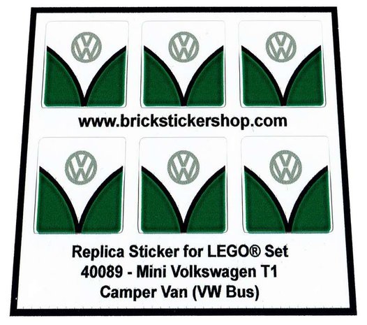 Replacement Sticker for Set 40079 - Mini Volkswagen T1 Camper Bus (VW Bus - Green Version))