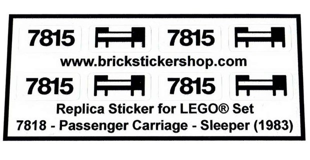 Remplacement Autocollant/Sticker Set Pour Lego 7818 Passenger Carriage 1980 